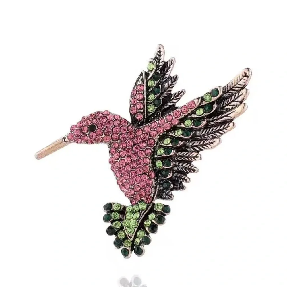 Hummingbird Pink Bird Brooch - Picture 2 of 2
